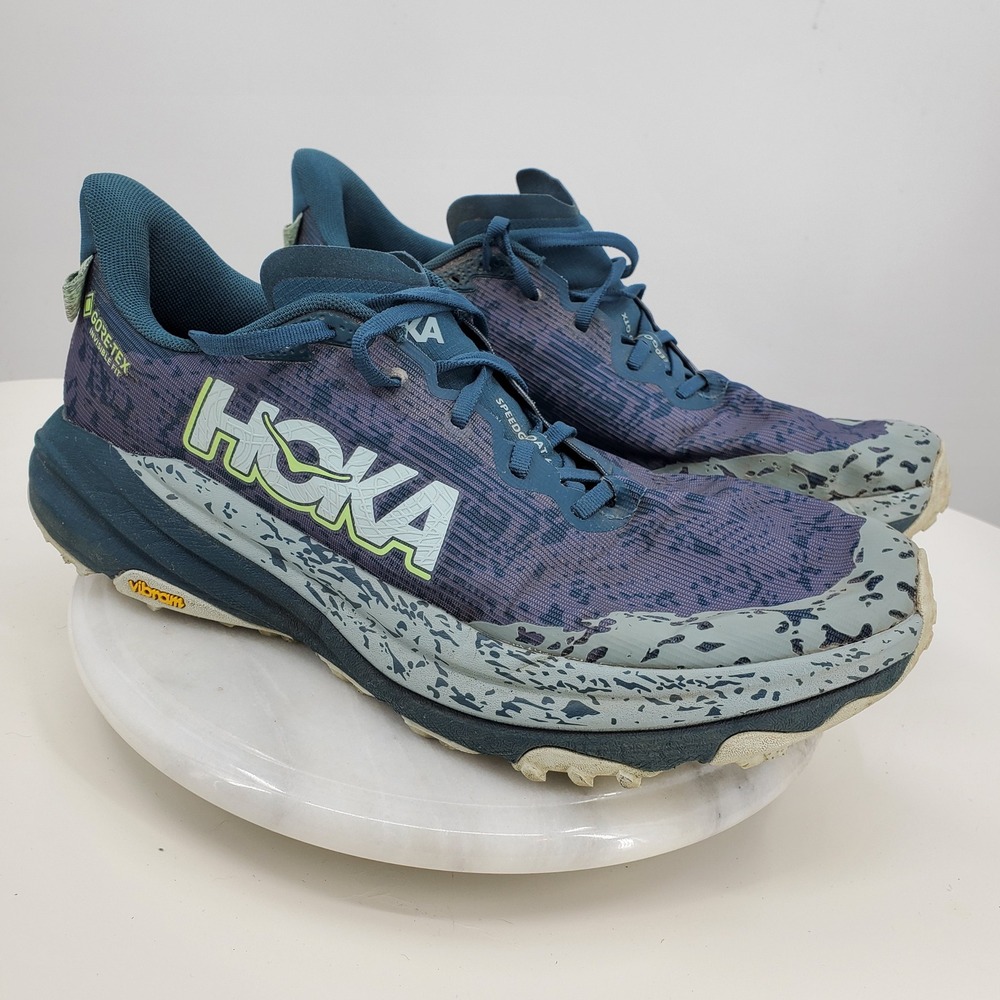 Hoka Speedgoat 6 GTX Trail Running Shoes Mens 13 Blue Graphite Goretex Vibram